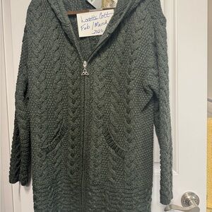 Aran Crafts Forest Green Cable Knit Cardigan